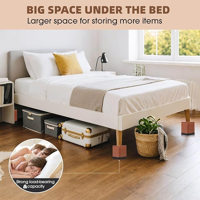Furniture Risers Bed Risers - Rectangular Adjustable Block Riser for Raising 1.5-3 in. & 4.3 in. Beds, Tables, Sofas, Refrigerators, Washers - Up to 4,000 Pounds (Brown, Two Layers 3inches)