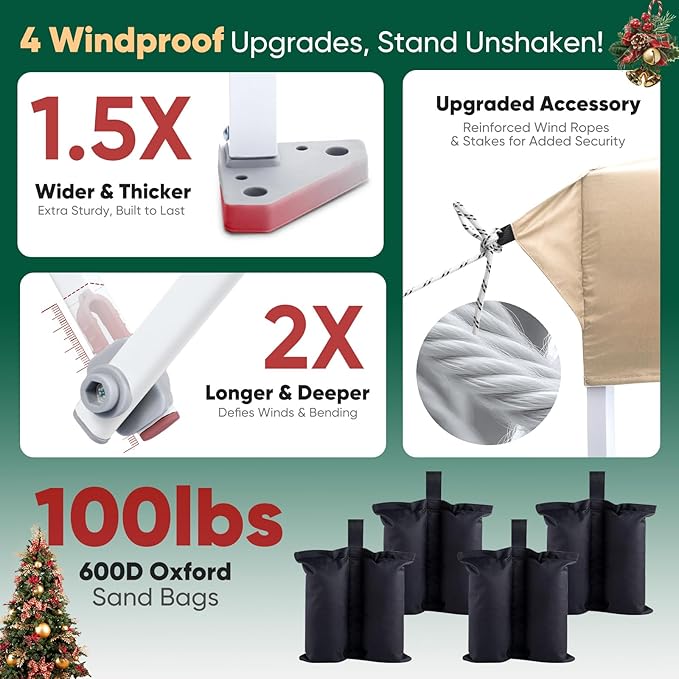 Sekey 10x10 Pop Up Canopy with One Push Setup-Easy Up Canopy with 99% UV Blocking - Instant Outdoor Sun Shade for Events, Parties, Camping- Commercial Gazebo with Weight Bags,Wind Proof&Waterproof