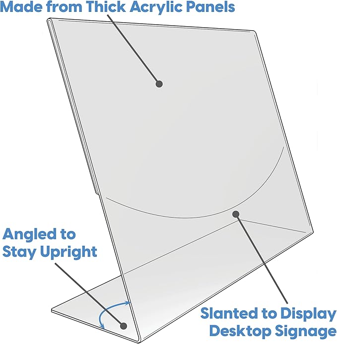 Mammoth DuraClear Acrylic Sign Holders 8.5 x 11 - Extra Thick and Durable Desktop Paper Sign Holders - Perfect for Retail and Booth Display Supplies - 12 Pack, Landscape