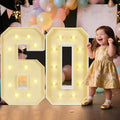 Marquee Light Up Numbers: 3FT Large Decorative Letters Signs for Party Decorations Baby Shower Birthday Wedding Engagement Anniversary, 3 Feet Tall Pre-Cut DIY Foamboard Number 60 - Easy to Assemble