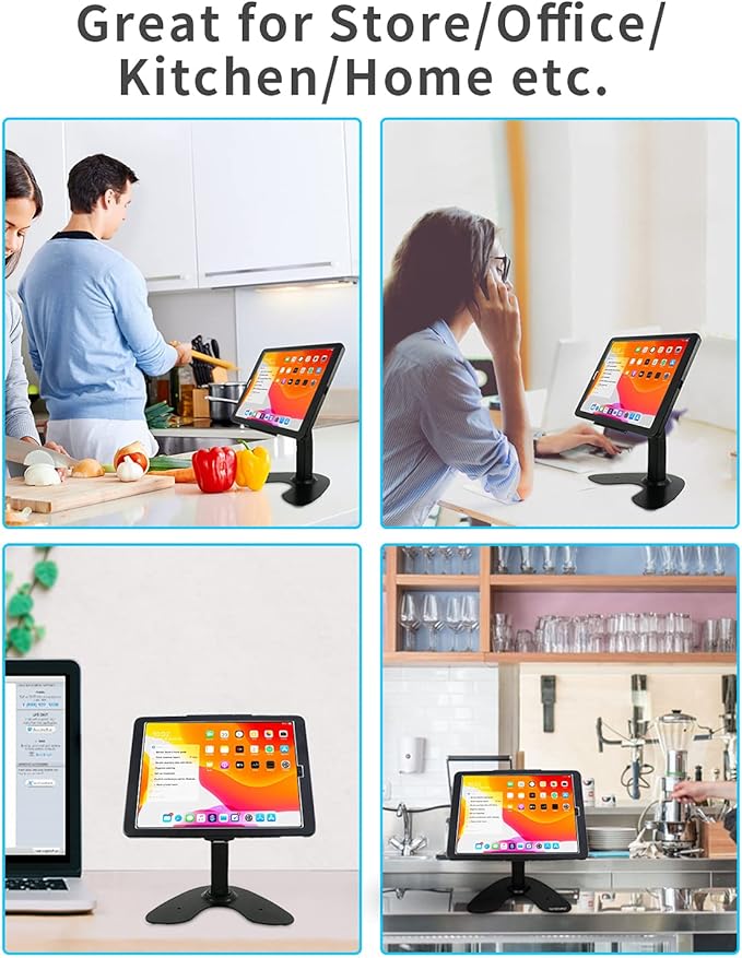 Desktop Wall Mount Anti-Theft Security Kiosk POS Stand Holder Enclosure for 2022 2021 2020 2018 iPad Pro 12.9", Flip & 360° Swivel Design