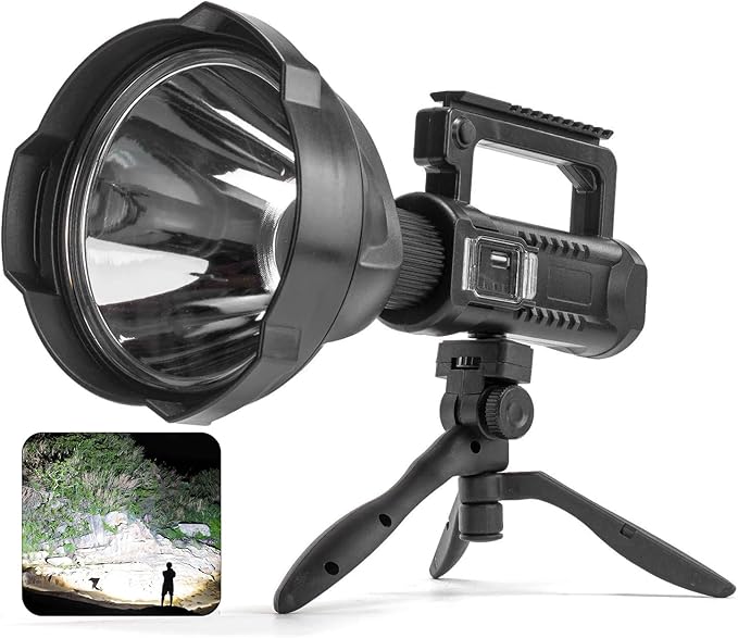Rechargeable Spotlight, 99,000 Lumens Super Bright Handheld Led Flashlight, Outdoor Spot Light for Boating Camping