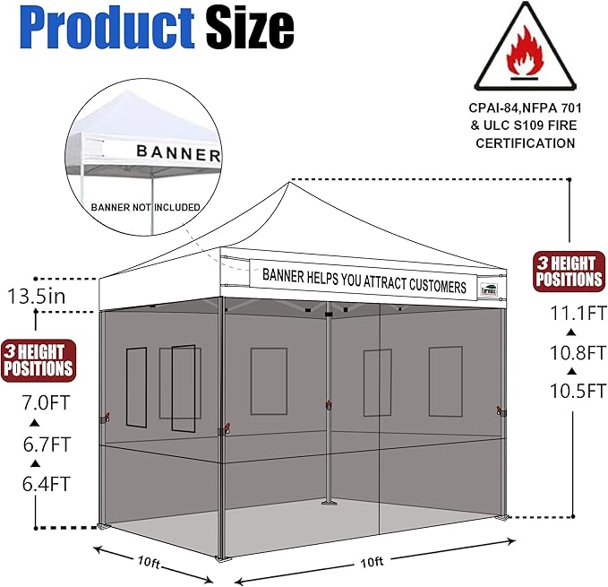 Eurmax USA 10'x10' Pop-up Canopy Tent Commercial Instant Canopies with 4 Removable Zipper End Food Service Wall kit and Roller Bag, Bonus 4 SandBags(Purple)
