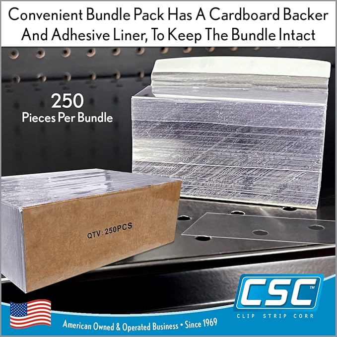 Price Data Channel Label Holder Chips, Clear Plastic Tags, 2.75" L x 1.25" H, 10 Mil Thick, Gondola Shelf Edge, Reusable, Made for Point of Purchase Shelf Molding by Clip Strip Corp.