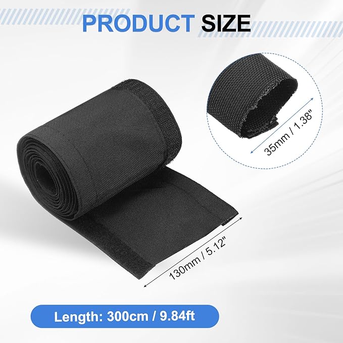 uxcell Hook and Loop Cable Management Sleeve, 10ft x 1.4 Inch Flexible Cable Wrap Cover Wire Hider, Cord Organizer and Cable Protectors for Desk TV Computers, Black