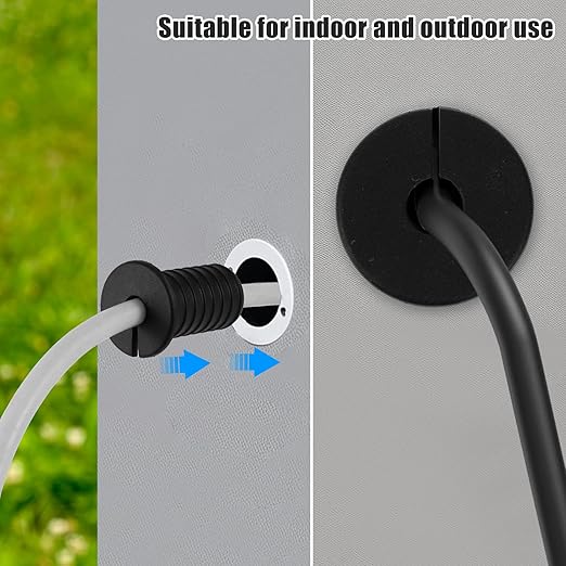 4pcs 3/4 Inch/19mm Cable Grommets for Starlink, Silicone Cable Routing Kit Anti-Slip Split Wall Hole Pass Through Bushing Grommet Cover for Ethernet/TV Wires Cord Protection Accessories (Black)