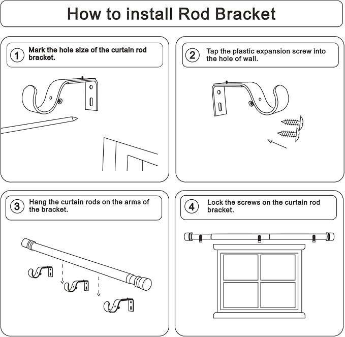 Curtain Rods for Windows 16 to 88 Inches Adjustable Length 1 Inch Diameter Window Curtain Rod with Aluminium End Cap, Brushed Nickel