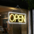 Open Signs for Business,Neon Open Sign Led,16.5"x 9",with Open/Closed Bussiness Hour Sign Set,Light for Bar Coffee Salon Store Window,12V/2A Adapter with ON/OFF Switch (Yellow/White Horizontal)