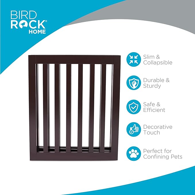 INTERNET'S BEST Dog Gate Indoor Freestanding Pet Barrier, Folding Wood Dog Fence, Extra Wide Doorway Puppy Gate, Indoor Animal Privacy Panel, Wooden Cat Fence - 3 Panel - 24", Espresso
