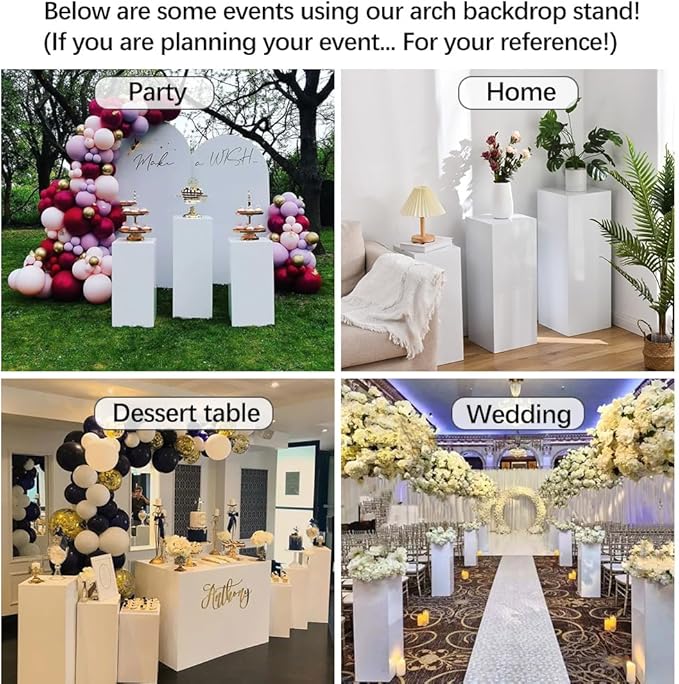 Vincidern 3PCs Metal Pedestal Stand for Party, White Display Stands Pillars for Wedding, Sculpture Display Column Decoration Cube