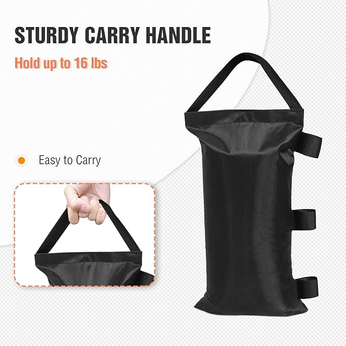 COOS BAY Heavy Duty Weight Bags for Outdoor Pop Up Canopy, Sand Bag Anchor Kit for Instant Shelter, 4-Pack, Black (Sand Not Included)