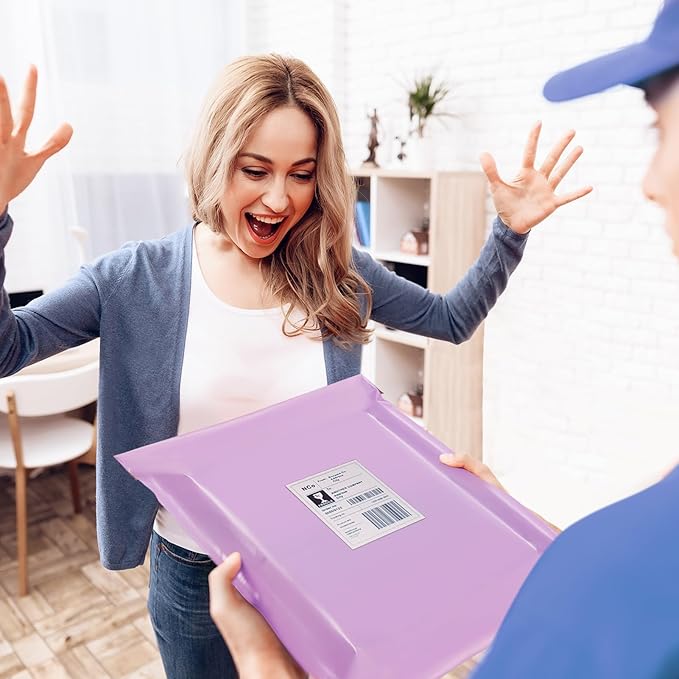 Fuxury Poly Mailers 12x15.5Inch 50 Pcs, Waterproof Shipping Bags for Clothing, Strong Adhesive Heavy Duty Shipping Mailing Envelopes, Self Seal Mailers Poly Bags for Business,Light Purple