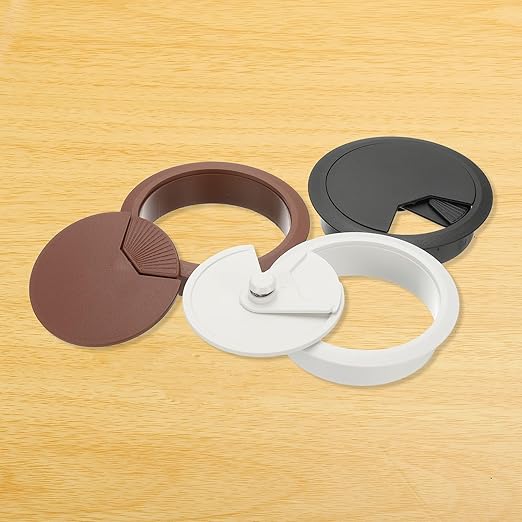 PATIKIL 3 Inch Desk Grommet, 4Pcs Cable Grommet Wire Management Cable Hole Cover Cord Organizer for Office Home Table Countertop, Gray