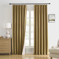 DUALIFE Gold Tan Pinch Pleated Blackout Curtains 63 Inches Long, Back Tab with Hooks, Linen Full Black Out Thermal Insulated Track Curtain for Bedroom Living Room,40 W x 63 L, 2 Panels