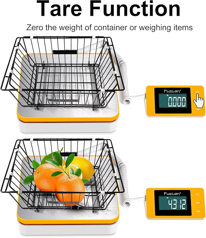 Fuzion Shipping Postal Scale - Package Scale 110LB x 0.1oz, Large LCD Display, 5 Units, Digital Scale for Packages, Postage - Dual Power Supply (Batteries & Adapter)