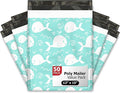 12x15 (50) Blue Whales Designer Poly Mailers Waterproof Self Sealing Tear Resistant Polymailers Shipping Envelopes Premium Printed Bags For Small Businesses
