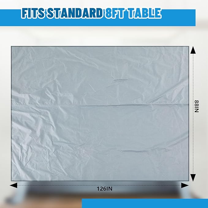 126" x 88" Trade Show Zip Up Table Cover 600D Oxford Waterproof Trade Show Table Cover Lockable Display Case Body Bag Showcases Tablecloth with Zipper Padlock for 8 ft Vendor Outdoor Wedding