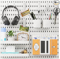 16pcs Pegboard sets, Plastic White Peg board Wall Organizer Kits,4pcs Peg Board and 12 Accessories Modular Hanging, Wall Mount Display Pegboard Panel Sets for Home Office Garage Kitchen Workshop
