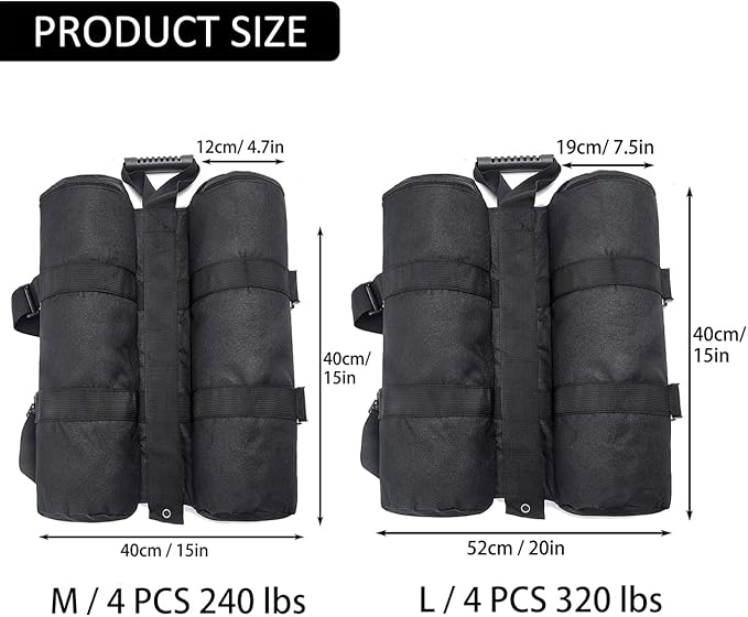 240 lbs Canopy Weights Sand Bags Set of 4,1680D Heavy Duty Plus Size Canopy Weight Bags Pop up Canopy Tent, Instant Outdoor Sun Shelter, Patio Umbrella