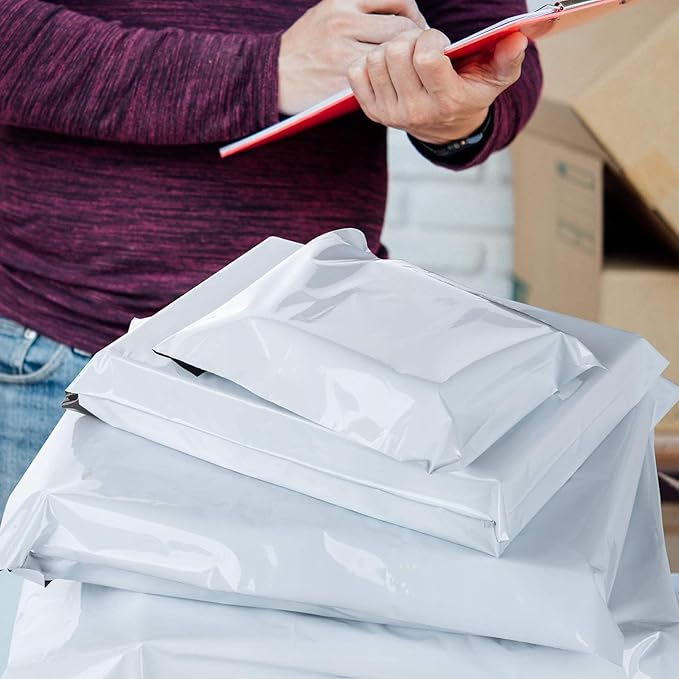 50pcs 24x26" White Poly Mailers - Self Adhesive Shipping Bags, Waterproof Bulk Packaging for Clothes & E-Commerce