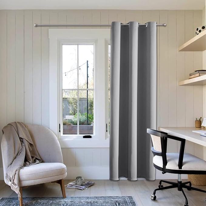 ChrisDowa Blackout Curtains 78 inches Long for Bedroom - Grommet Thermal Insulated Room Darkening Curtains for Living Room (1 Panel, Light Grey, 42 x 78 Inch)