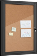 Mifuro 36"x24" Enclosed Bulletin Board, Outdoor Lockable Weather-Resistant Aluminum Cork Noticeboard for School & Office Hospital, Black Frame w/Cork
