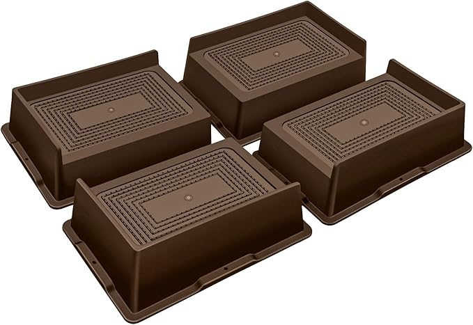 Bed Risers 2 Inch Heavy Duty,Oversized Couch Risers, Extra Wide Furniture Risers for Sofa Table Desk Headboard Chair Lifting,Rectangle Risering Blocks Support 6000 lbs(4 Pack Brown)