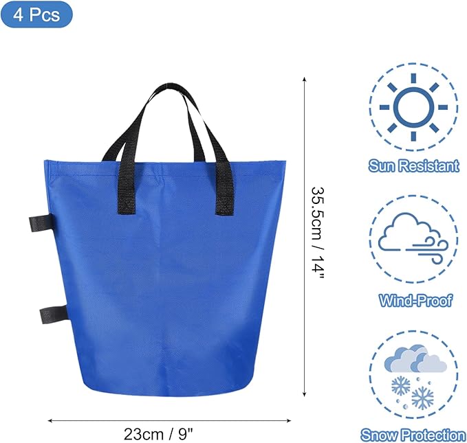 PATIKIL Canopy Weight Sand Bags, 4 Pack 110 Lbs Total Extra Large Weights Bags Waterproof Tent Leg Weights Sandbags for Outdoor Canopy Tent Sun Shelter Patio Ladder Blue (14x9")