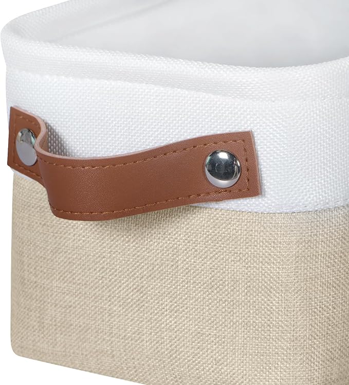 Kntiwiwo Small Fabric Storage Bins, 15x6x5 inch Narrow Storage Baskets 4-Pack Long Storage Basket for Organizing with Handles, Decorative Basket for Closets, Shelves, Toilet Paper, Beige