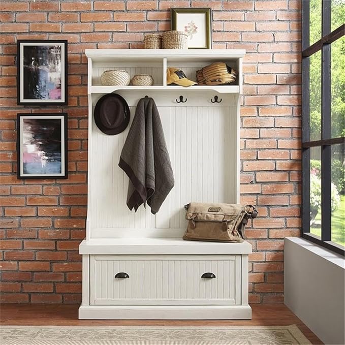 Pemberly Row Hall Tree in Distressed White