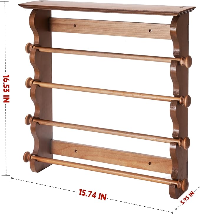 Donmills 4-Tier Wall-Mounted Wooden Bracelet Holder – Brown Jewelry Display Rack with Top Shelf for Perfume, Sunglasses & Accessories – Hanging Organizer for Bracelets, Bangles, Watches & Necklaces