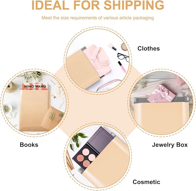 Metronic Poly Mailers 10X13 1200Pack, Strong Adhesive Shipping Envelopes for Clothing, Waterproof Shipping Bags for Small Businesses, Flexible Mailers Poly Bags Packages Bags, Champagne