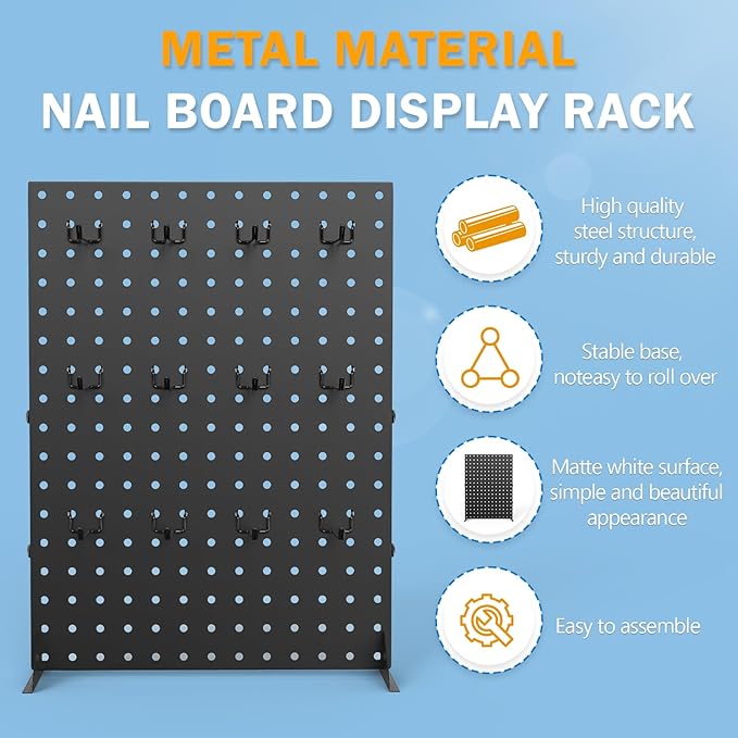 2 Pcs Metal Pegboard Display Stand with 24 Peg Hooks for Retail Crafe Shows&Fairs,Black Merchandise Display Rack for Seling Accessories,Display Stands for Boutique,Stores(16*12 inch)