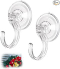 Wreath Hangers for Front Door, 2 Pack Large Suction Cup Wreath Hooks, Clear Wreath Hanger for Glass Window, Shower, Kitchen, Christmas Wreaths, Holds up to 18 lbs