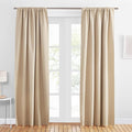 PONY DANCE Living Room Curtains - 42 x 84 inches Biscotti Beige Home Decoration Room Darkening Thermal Insulated Blackout Window Treatments/Draperies Block Light Protect Privacy, 2 Pieces