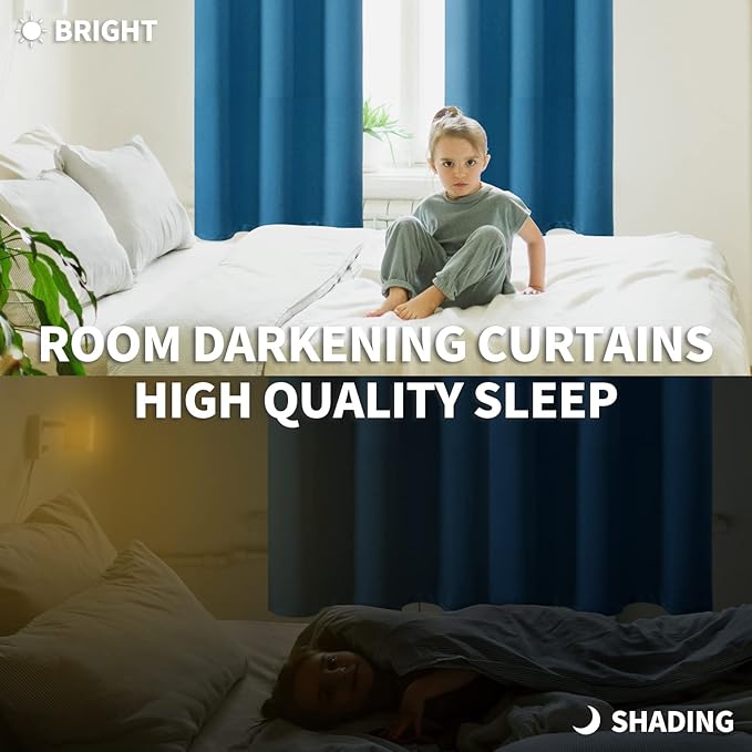 BGment Blackout Curtains - Grommet Thermal Insulated Room Darkening Bedroom and Living Room Curtains, Set of 2 Panels (52 x 45 Inch, Steel Blue)