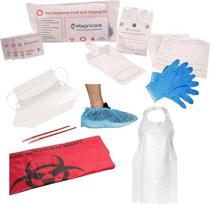 First Response Spill Kit - Be OSHA Compliant | Bloodborne Pathogen & Vomit Cleanup Kit: Comprehensive Spill Response for Bodily Fluids, Ideal for Schools, Restaurants, clinics (10pack)