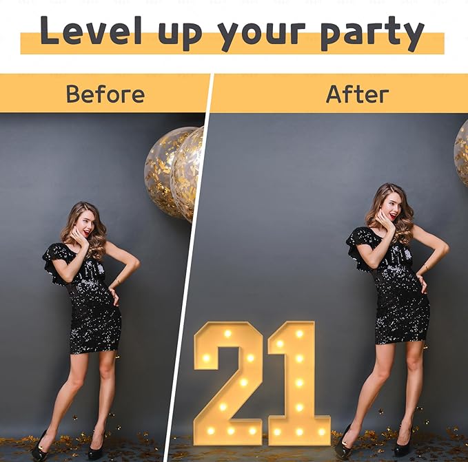 imprsv 3FT Marquee Numbers, Light Up Numbers for 7th 70th Birthday Decorations Anniversary Party Decor, Number 7 Light Up Number, Pre-Cut Foam Board Kit