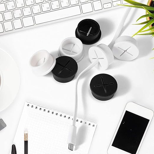 TuTuYa 10PCS Desk Grommet, Desk Grommet 1 Inch (25mm) Desk Cable Grommet Desk Cable Hole Covers with Hole Saw, Ideal Solution for Office and Home Table Cable