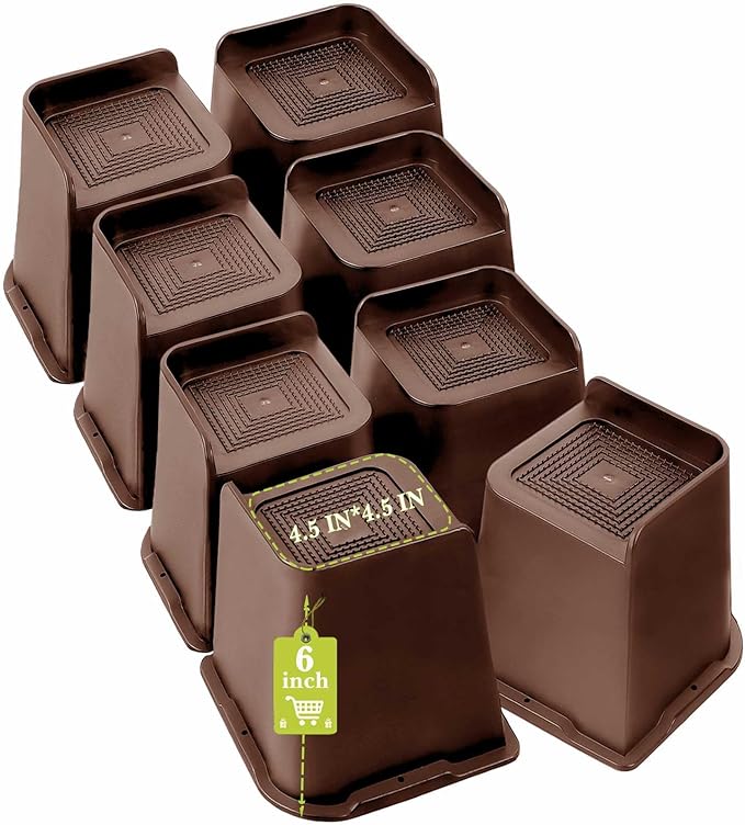 Bed Risers 1 inch, 2 inch, 3 inch, 4 inch, 6 inch, 8 inch Heavy Duty, Oversized Furniture Riser for Couch Sofa Table Chair Leg Frame Dorm, Support up to 6000 Lbs (Chocolat Brown 8 Pack, 6 inch)
