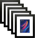 VCK Picture Frame 8×10 Set of 5 Display Pictures 5x7 with Mat or 8x10 Without Mat, High Definition Glass Multi Black Photo Frames for Baby Pictures, Weddings, Portraits Display