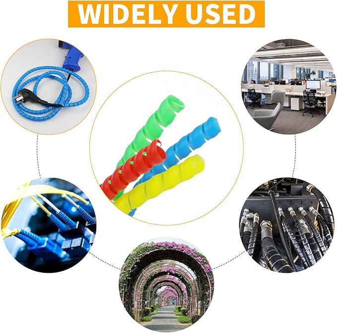 Spiral Cable Wrap, 16.4ft, 33ft Wire Protection Sleeve Cover Cable Organizer Pipe Flexible Spiral Wrap Winding Tube Prevent Cat from Chewing Cables (Blue, 10mm (3/8")-16.4ft)