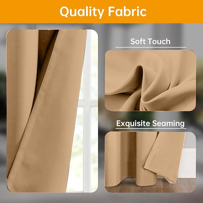 Room Divider Curtains Flexible Ceiling Tracks set Curtain track Ceiling Mount Blackout Curtain for Living Room Bedroom Ceiling Curtain Rod Privacy Dividers Panels W180 x H84 Khaki Drape & Black rail