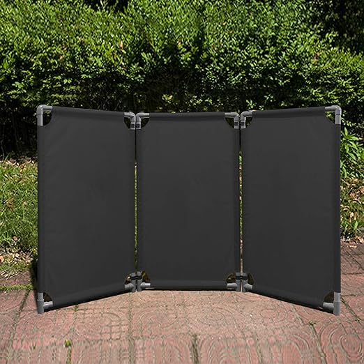 3 Panels Safety Barricade 5.8FT Foldable Security Sign Barrier Gate with Heavy Duty PVC Frame High Visibility Caution Symbol Crowd Control Restricted Area Pedestrian Barricade Traffic Fence Black