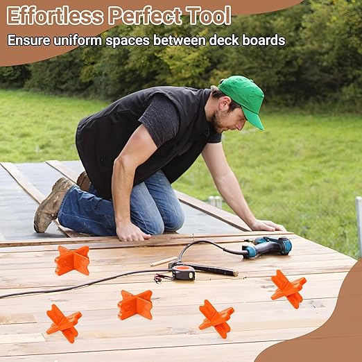 8 Pcs Deck Spacer Tool, Orange Deck Board Spacers with 4 Thicknesses 1/16", 1/8", 3/16", 1/4", Deck Spacers Jig Clamp for Pressure Treated Composite Decking Boards