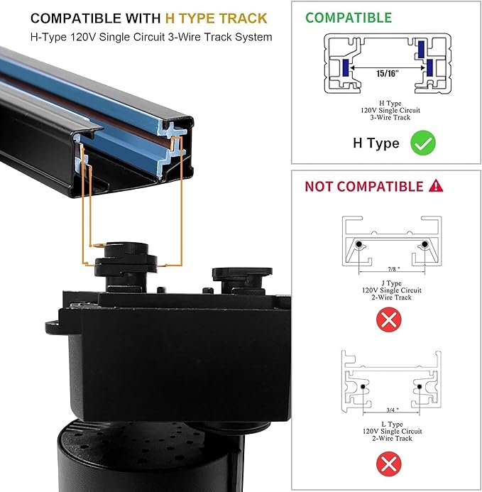 H Type LED Track Lighting Heads Kit, 24 Heads 3000K Warm White with 26.2FT Track Rail, 20W 2700lm High Brightness, Angle Adjustable Track Light