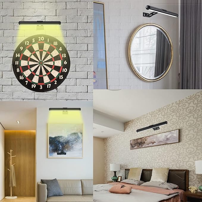 MIOBLUE Rechargeable Picture Lights with Remote,Full Metal Painting Light Display LED Battery Lamp with 3 Lighting Modes, Dimmable Dartboard Light with Timer for Paintings Potrait