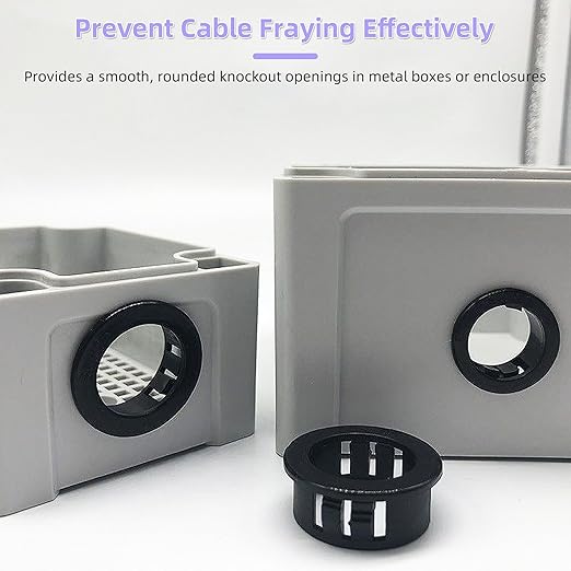 4 pcs Black Snap Bushing 2-15/16" (75 mm) Mounting Diameter, Plastic Cable Hole Grommets for Wiring, Round Nylon Snap in Locking Electrical Wire Cord Hose Tubing Bushings Grommets Protectors