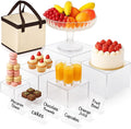 DomeStar 6PCS Buffet Risers and Stands Set, Clear Acrylic Food Risers for Dessert Table Party Display - Cupcake, Cake, Fruit, including 8", 7", 6", 5", 4", 3"