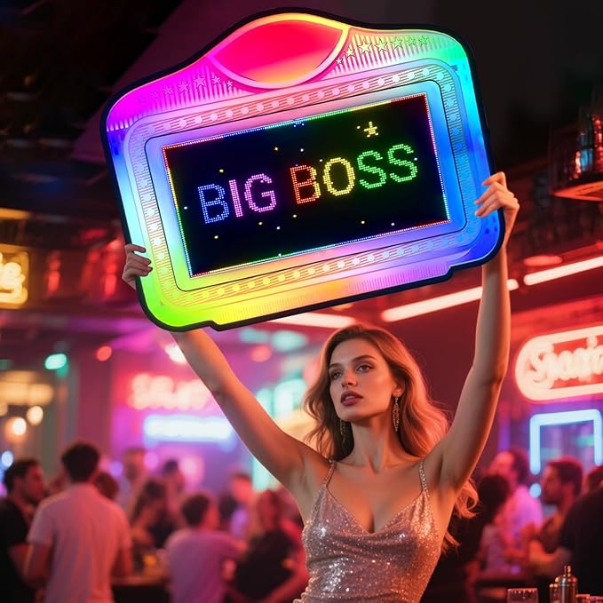 LED display Bottle Service Sign Club signs for bottle service Color Display Lights with APP Programmable Scroll Play, Hand Holding Light Box letter board Ideal for bars, nightclubs, and parties
